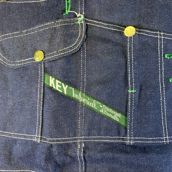 Vintage 1940s Key Imperial Aristocrat Men Denim Bib Overalls 36X32 Crisp Durable - Picture 3 of 15
